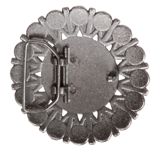 Metal Beaded Flower Round Belt Buckle