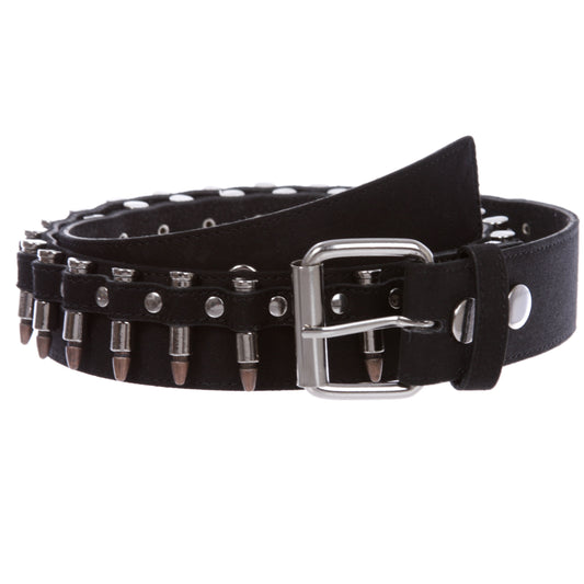 Canvas Faux Bullet Studded Belt – Snap On Interchangeable Buckle