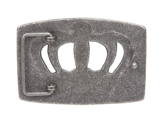 Rectangular Antique Silver Rhinestone Crown Hammered Belt Buckle