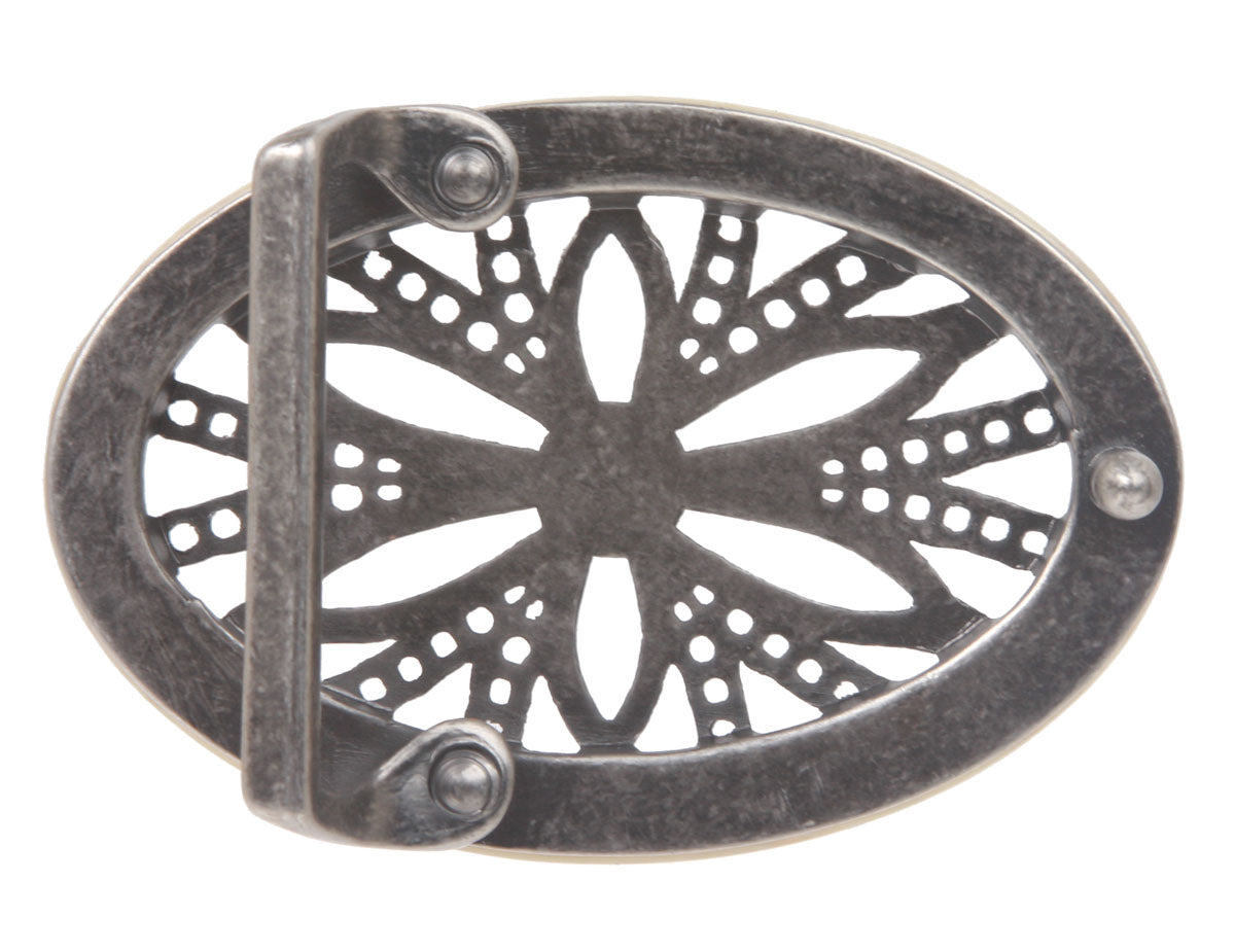 Oval shape floral Perforated buckle