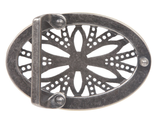 Oval shape floral Perforated buckle