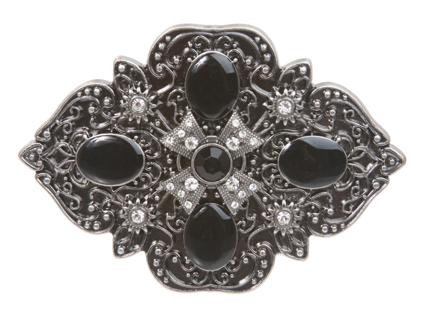 Rhombic Rhinestone Cat Eye Flower Belt Buckle