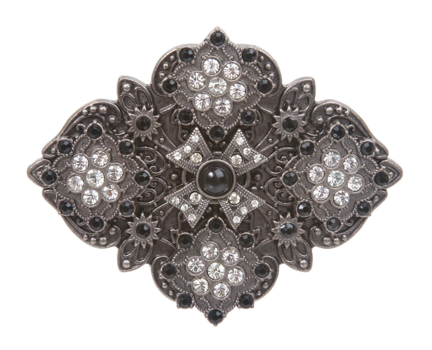 Rhombic Rhinestone Cat Eye Flower Belt Buckle