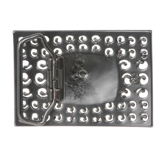 Rectangular Rhinestone Perforated Flower Belt Buckle