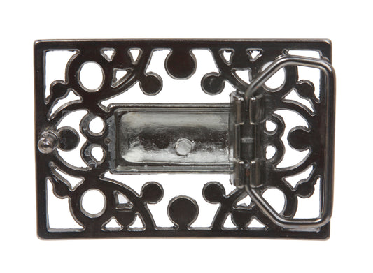 Rectangular Rhinestone Flower Belt Buckle