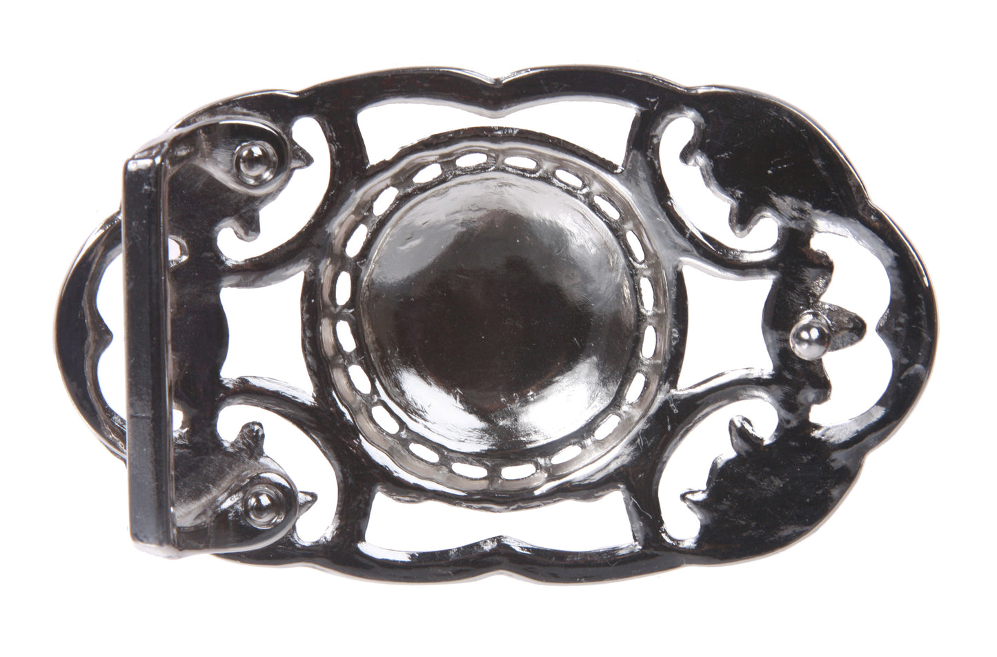 Perforated Oval Rhinestone Flower Flower Belt Buckle