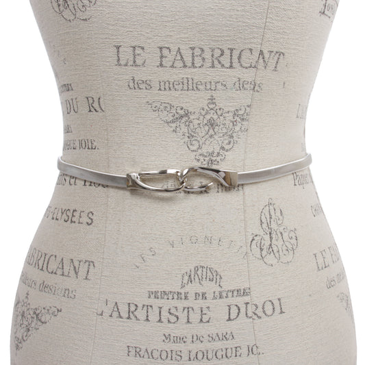 Women's Skinny Elastic Chain Punk Wedding Belt Piece Stretch Silver Waistband