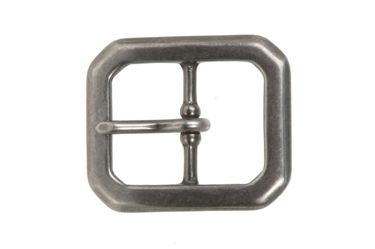 1 1/4 Inch Center Bar Single Prong Solid Brass Octagon Rectangular Belt Buckle