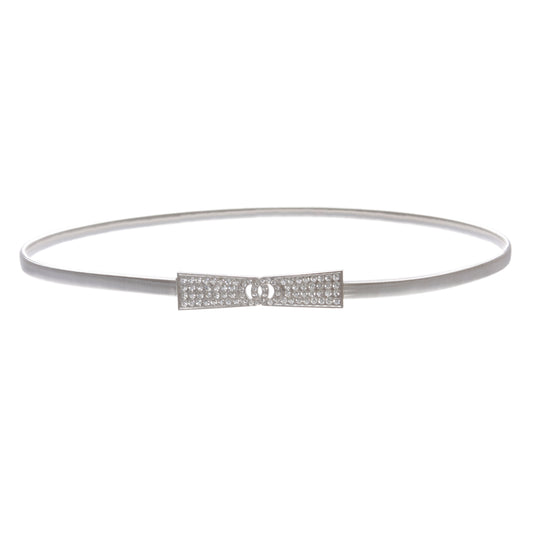 Women's Skinny Knot Buckle Stretch Waist Elastic Chain Belt with Hair-Coil Style