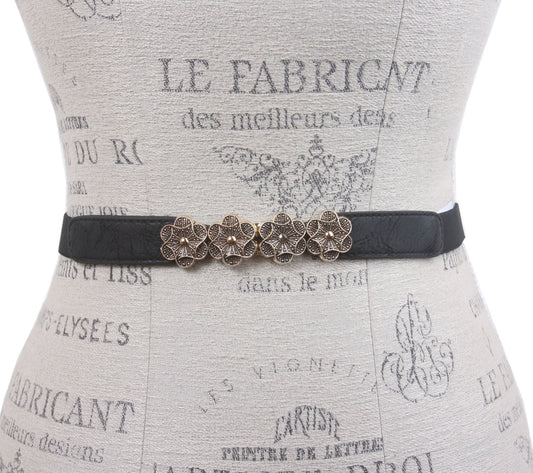 1" Ladies High Waist Rose Floral Fashion Stretch Belt Size: One