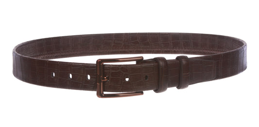 Men's Croco Print Double Loop Leather Belt