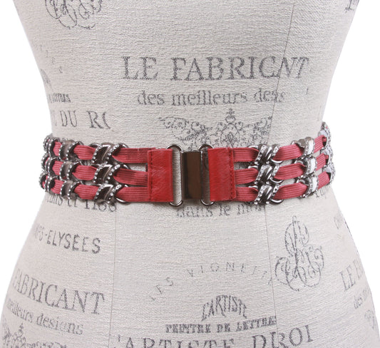 Women's 1 1/2" High Waist Rhinestone Metal Stretch Belt Size: One