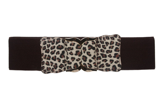3" Ladies High Waist Fashion Leopard Print Stretch Belt Size: One