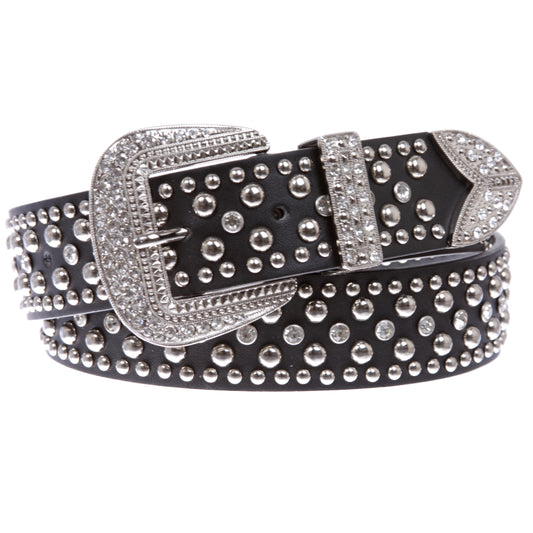 Western Rhinestone & Studded Leather Belt