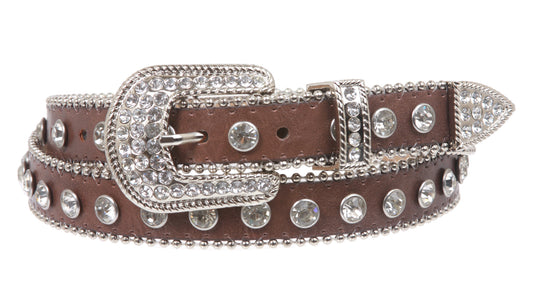 1" Western Rhinestone Leather Belt