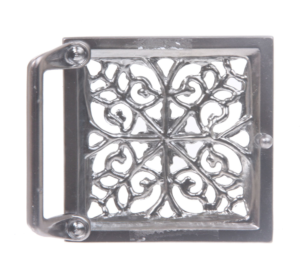 Perforated Square Rhinestone Flower Belt Buckle