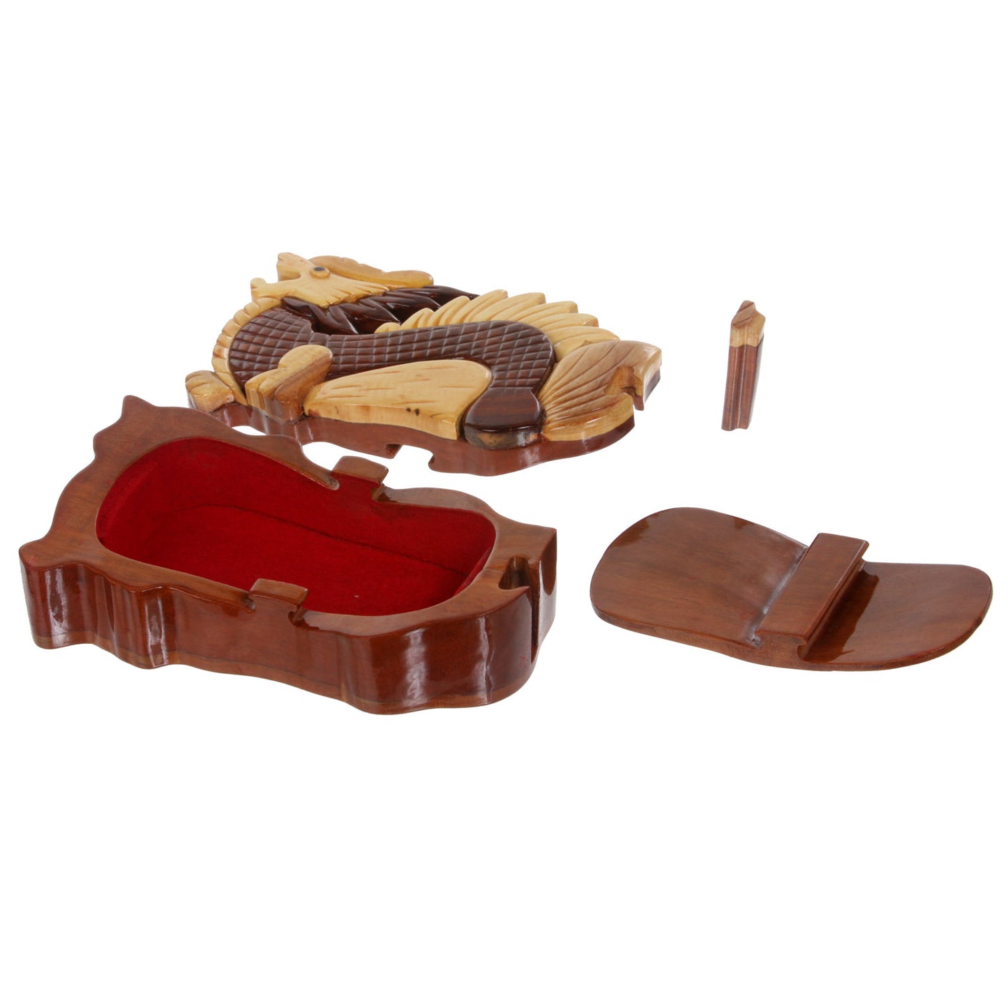 Handcrafted Wooden Animal Shape Secret Jewelry Puzzle Box - Dragon