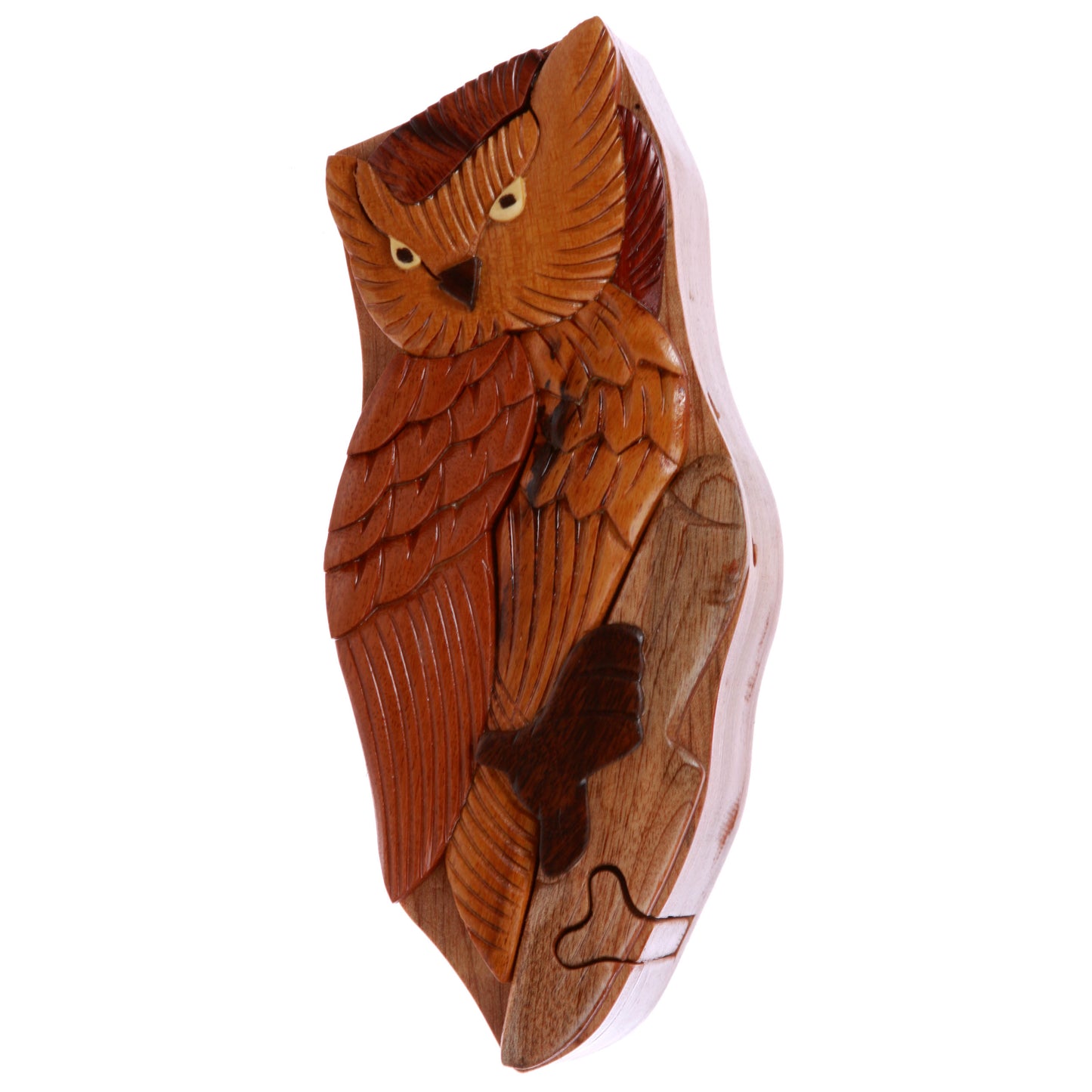Handcrafted Wooden Animal Shape Secret Jewelry Puzzle Box - Eagle