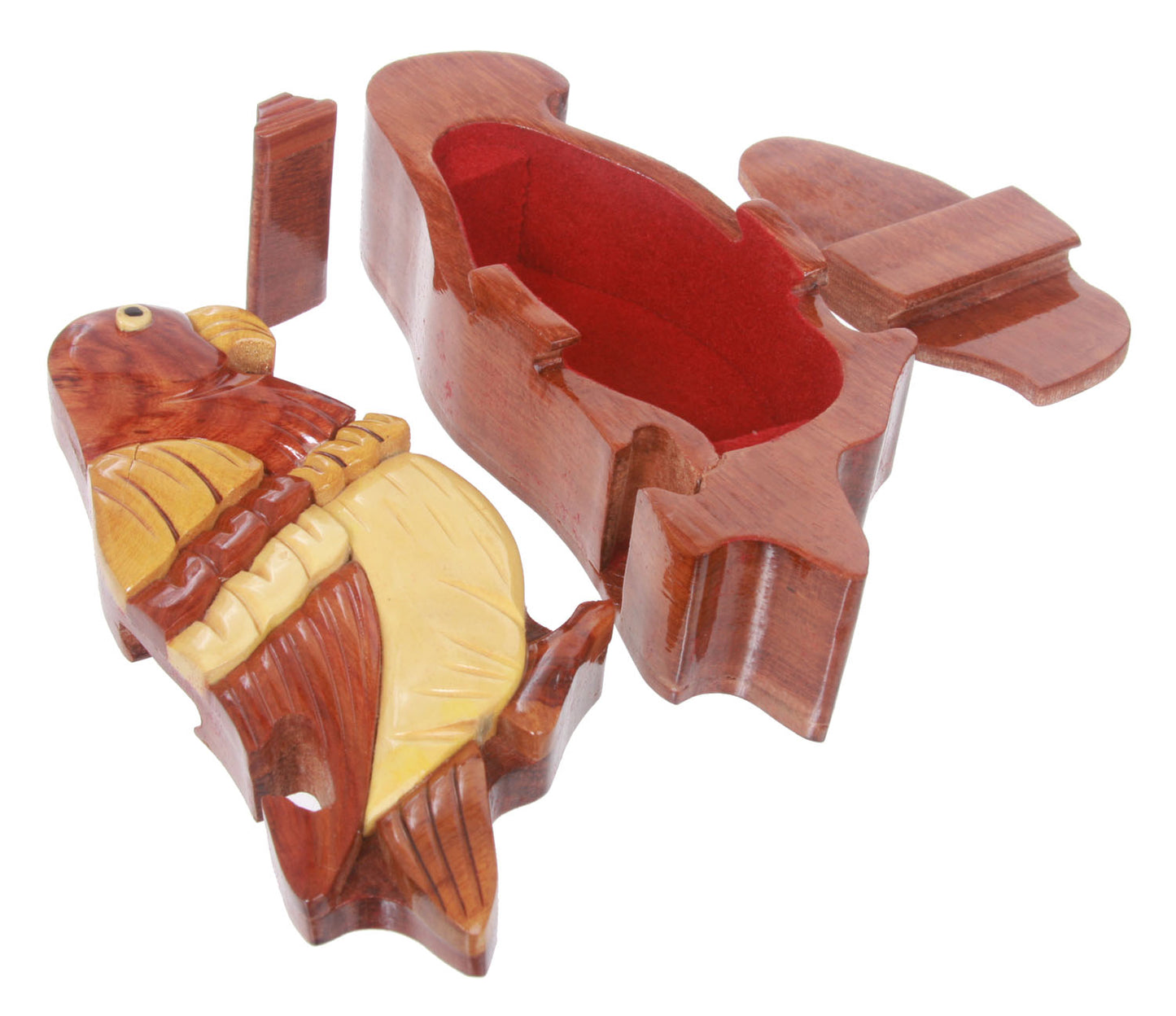 Handcrafted Wooden Bird Shape Secret Jewelry Puzzle Box - Bird