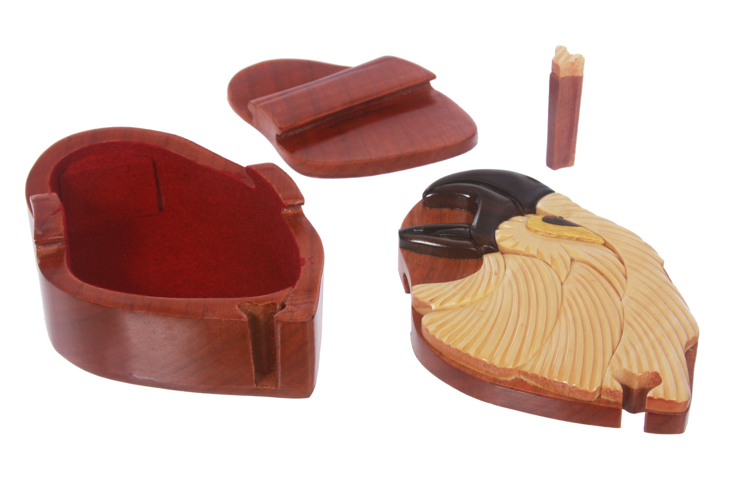Handcrafted Wooden Animal Shape Secret Jewelry Puzzle Box - Eagle