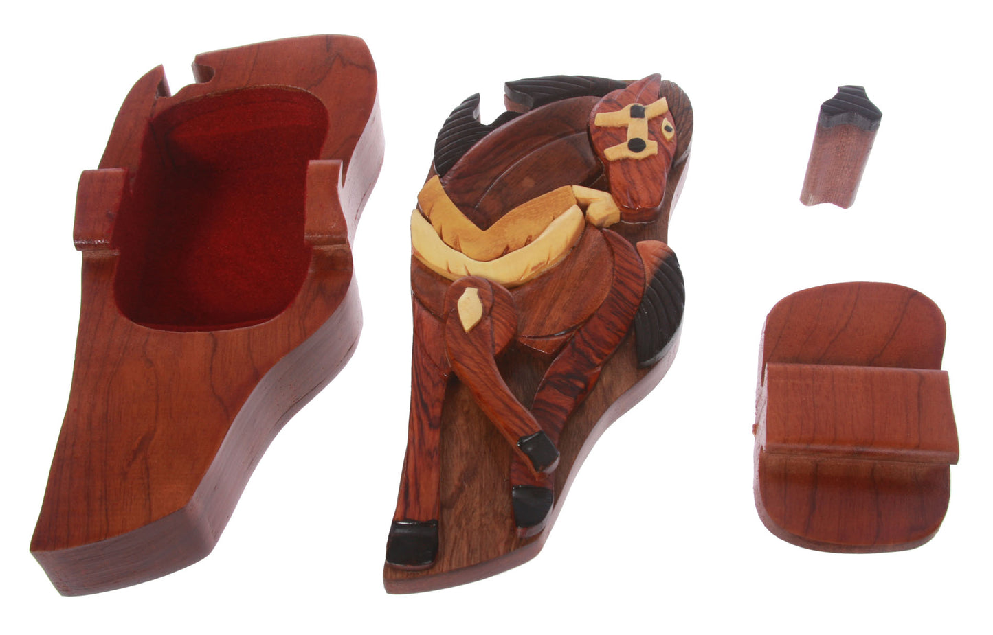 Handcrafted Wooden Horse Shape Secret Jewelry Puzzle Box -Horse