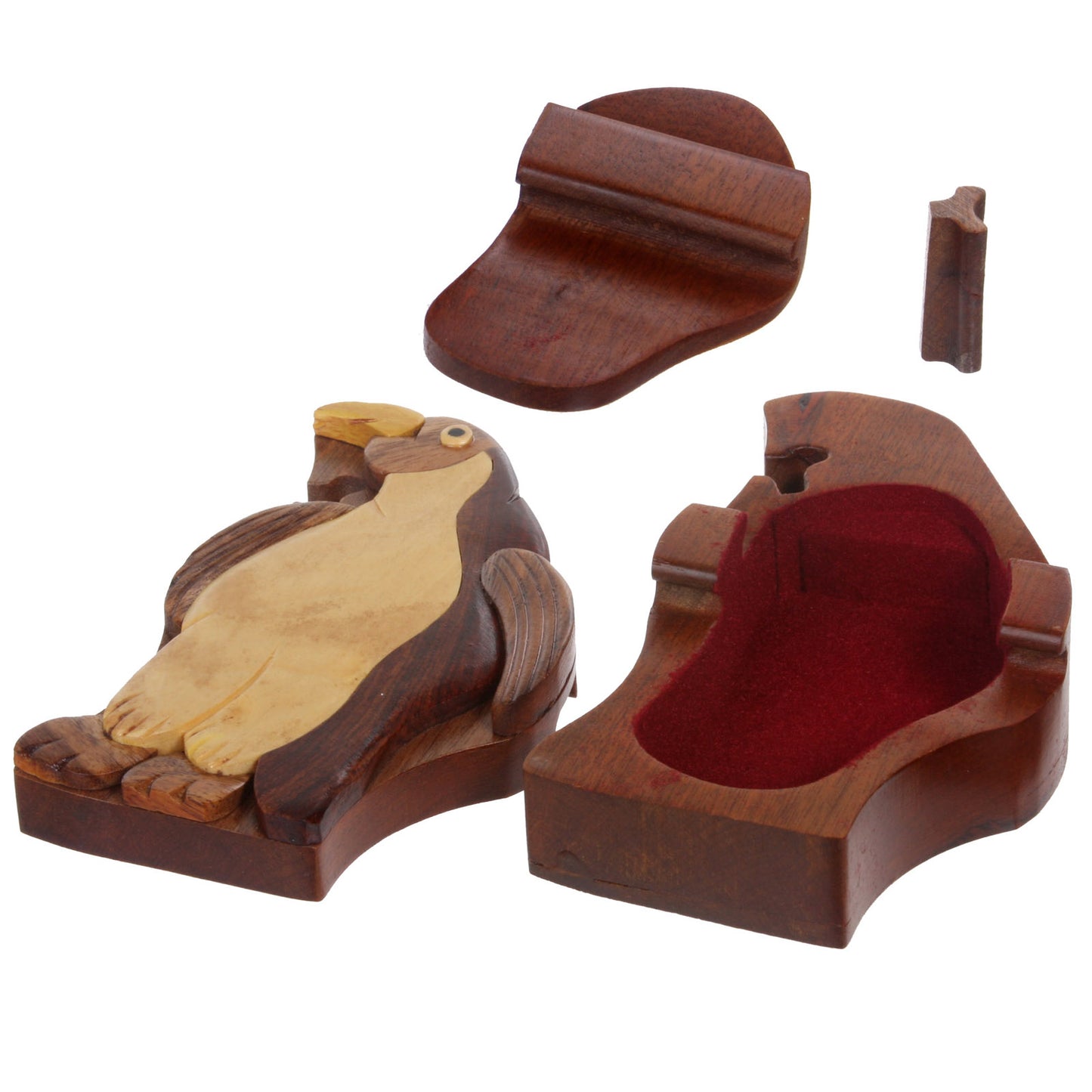 Handcrafted Wooden Animal Shape Secret Jewelry Puzzle Box - Penguin