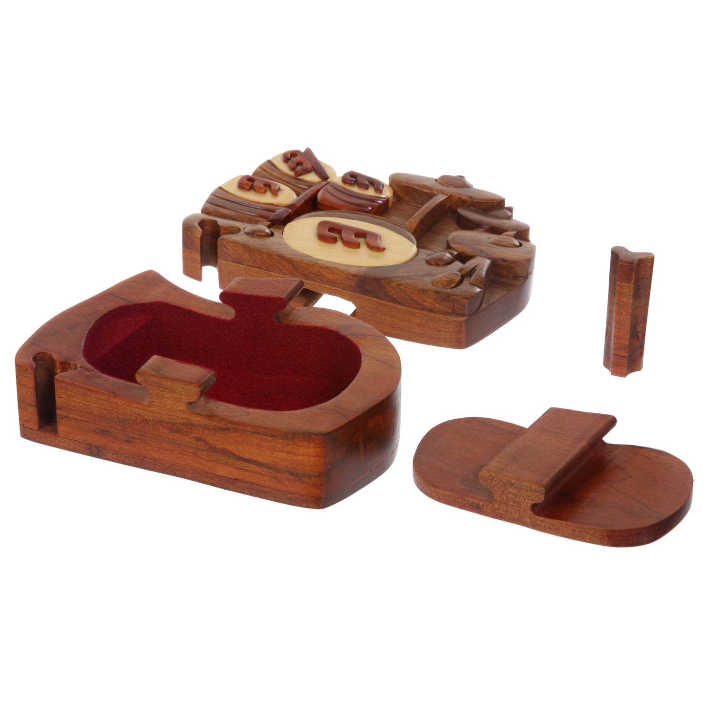 Handcrafted Wooden Musical Instrument Shape Secret Jewelry Puzzle Box - Drum Band