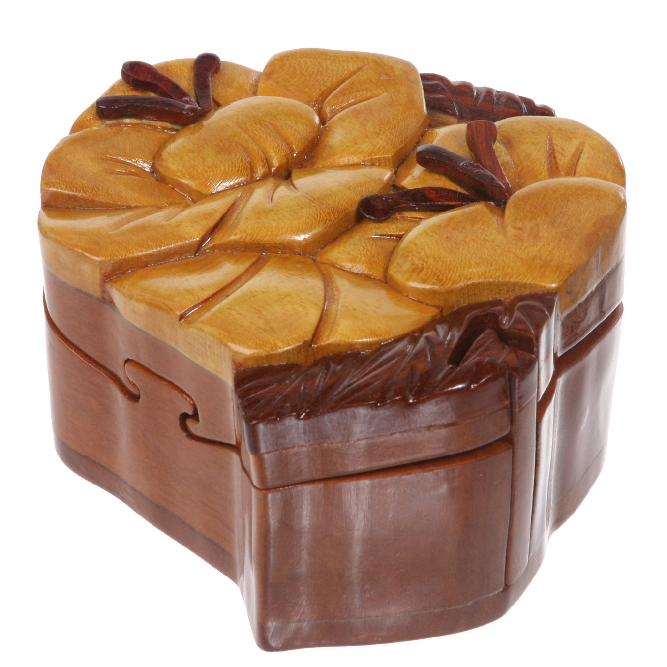Handcrafted Wooden Flower Shape Secret Jewelry Puzzle Box