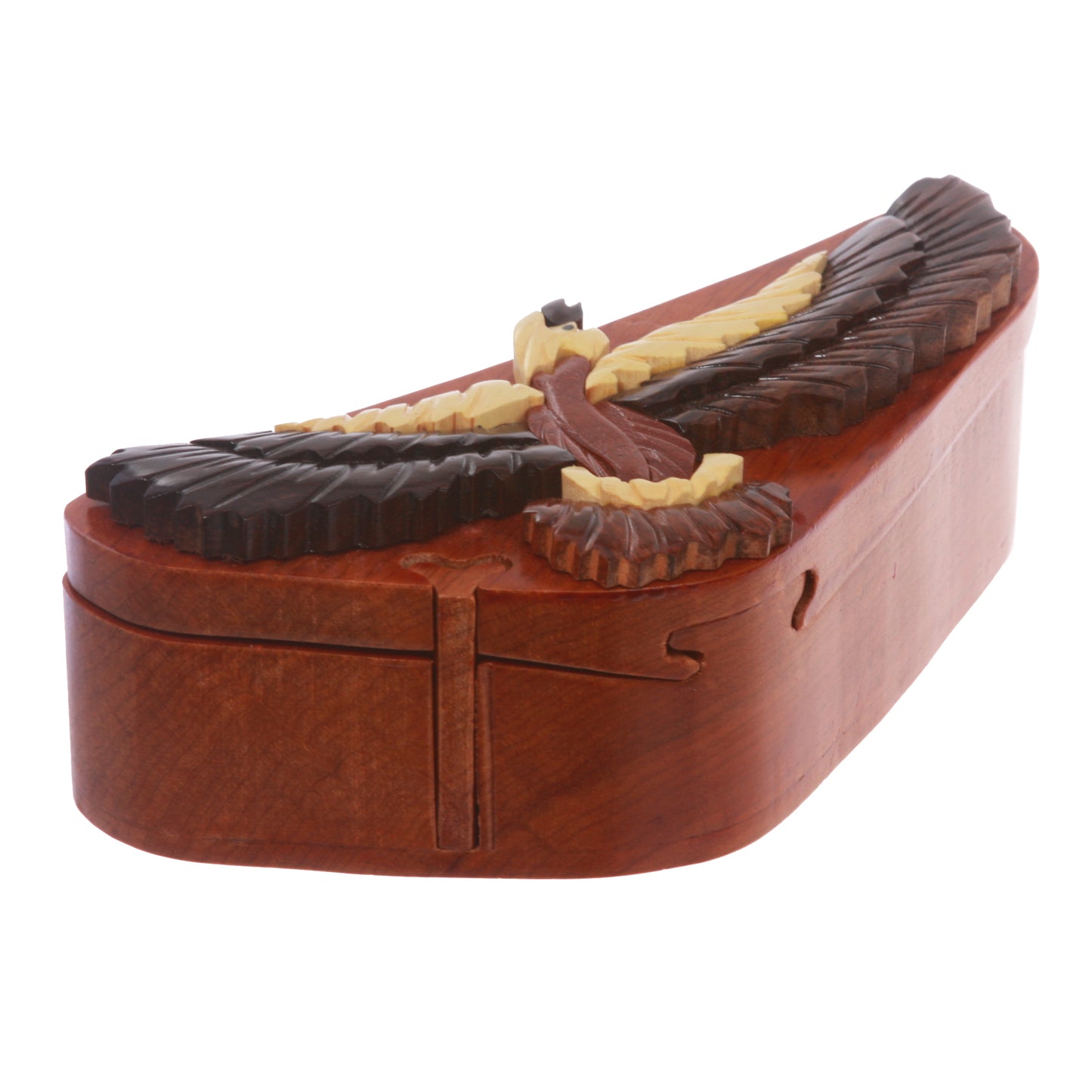 Handcrafted Wooden Animal Shape Secret Jewelry Puzzle Box - Eagle