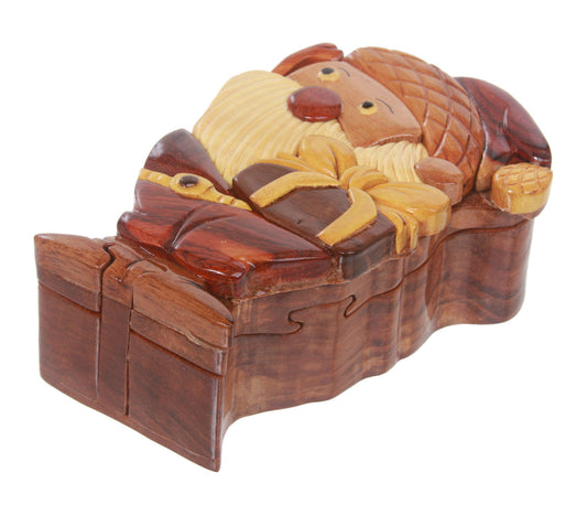 Handcrafted Wooden Santa Claus Shape Secret Jewelry Puzzle Box - Santa Claus