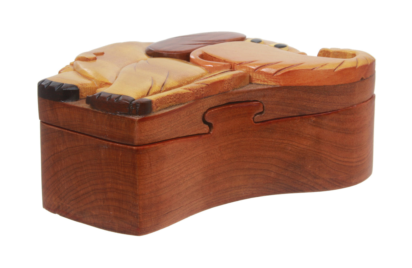 Handcrafted Wooden Elephant Shape Secret Jewelry Puzzle Box - Elephant