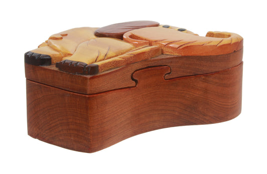 Handcrafted Wooden Elephant Shape Secret Jewelry Puzzle Box - Elephant