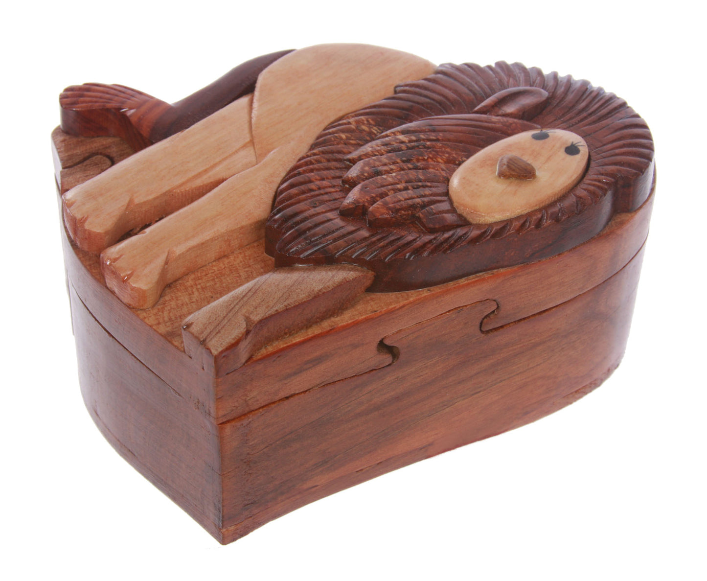 Handcrafted Wooden Lion Shape Secret Jewelry Puzzle Box -Lion