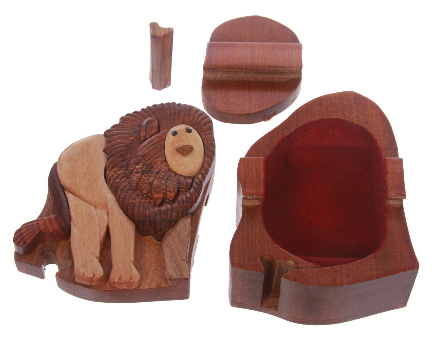 Handcrafted Wooden Lion Shape Secret Jewelry Puzzle Box -Lion