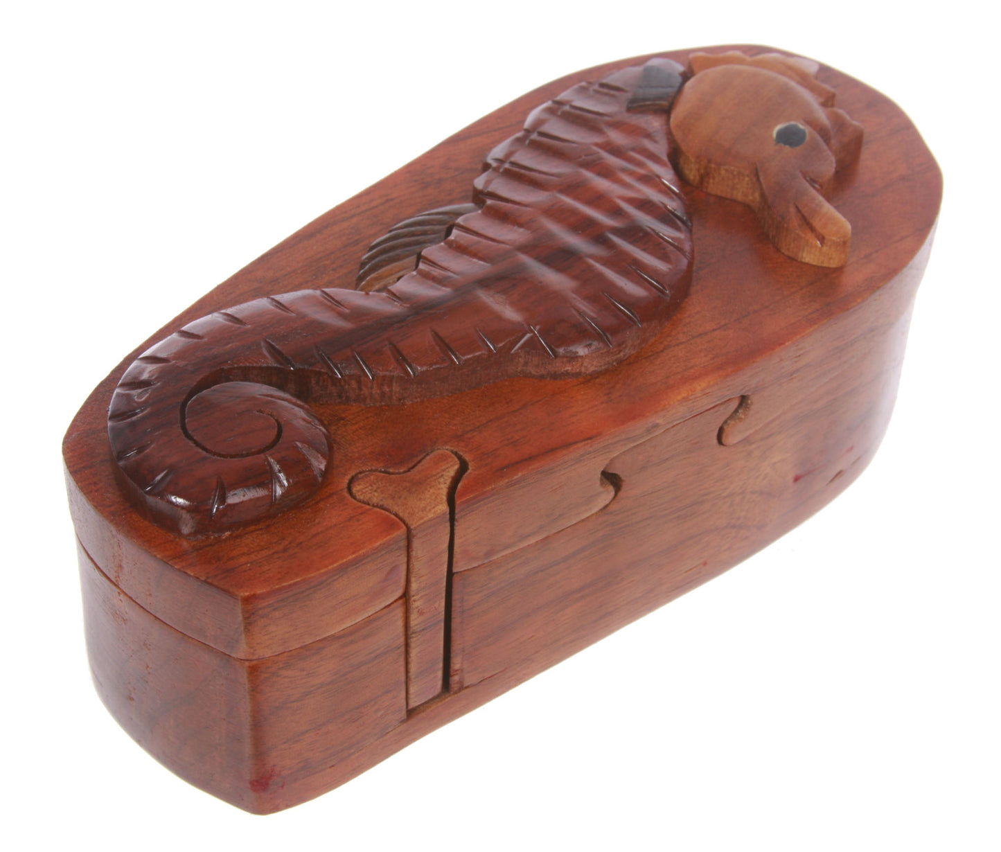 Handcrafted Wooden Sea horse Shape Secret Jewelry Puzzle Box -Sea horse