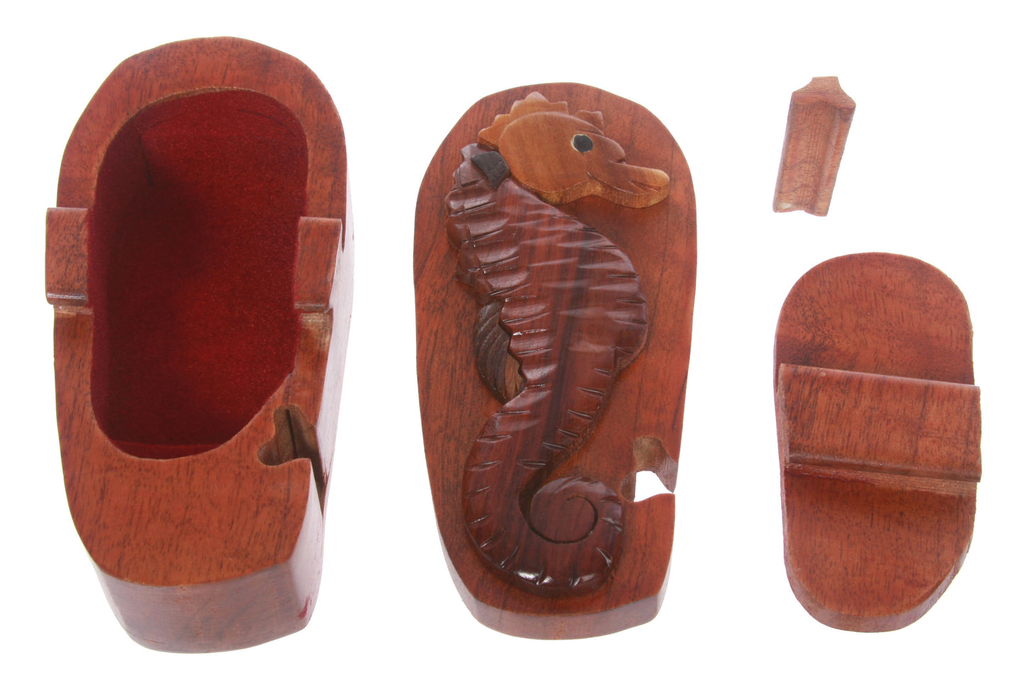 Handcrafted Wooden Sea horse Shape Secret Jewelry Puzzle Box -Sea horse