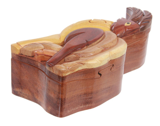 Handcrafted Wooden Goat Shape Secret Jewelry Puzzle Box - Goat