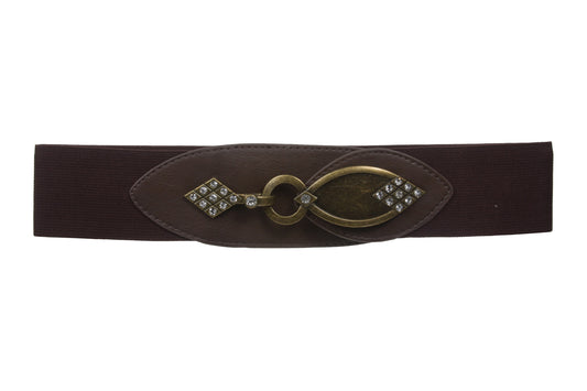 Ladies 2 3/8" Wide High Elastic Waist Belt With Metal Hook Buckle