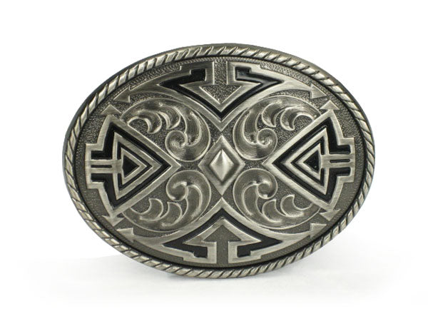Western Oval Pewter Belt Buckle