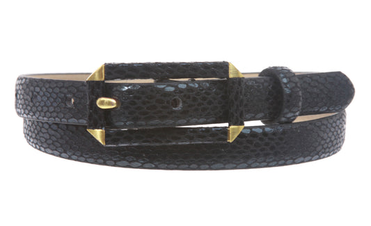 Ladies Snake Print Non leather Skinny Belt