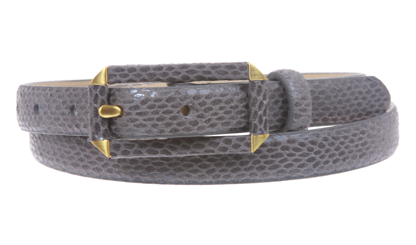 Ladies Snake Print Non leather Skinny Belt