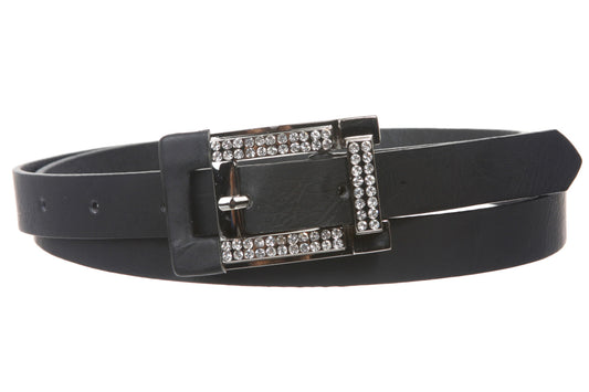 Women's 3/4" Rhinestone Skinny Non Leather Belt