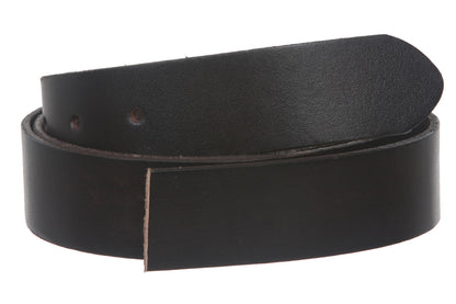 1 1/4 Inch (33mm) Cut-to-Fit Top Grain Cowhide Plain Straight Leather Belt Strap