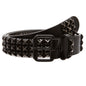 1 1/2" Three Row Punk Rock Star Distressed Black Studded Cowhide Leather Belt