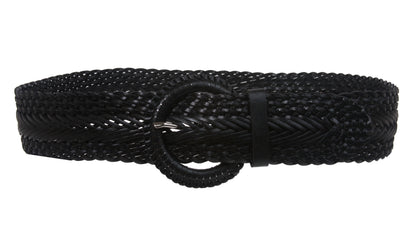 2 Inch Wide Genuine Leather Braided Woven Round Belt