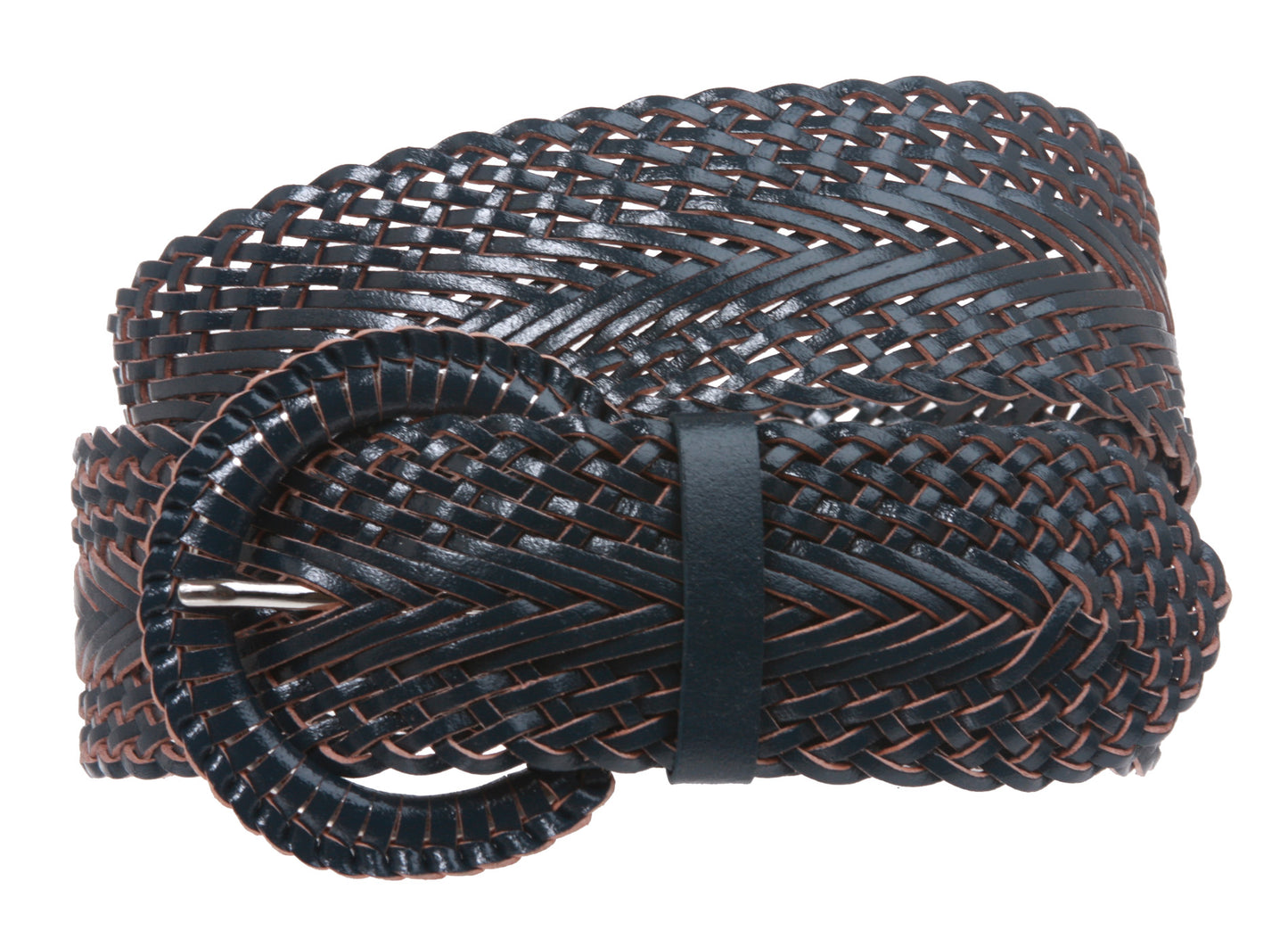 2 Inch Wide Genuine Leather Braided Woven Round Belt