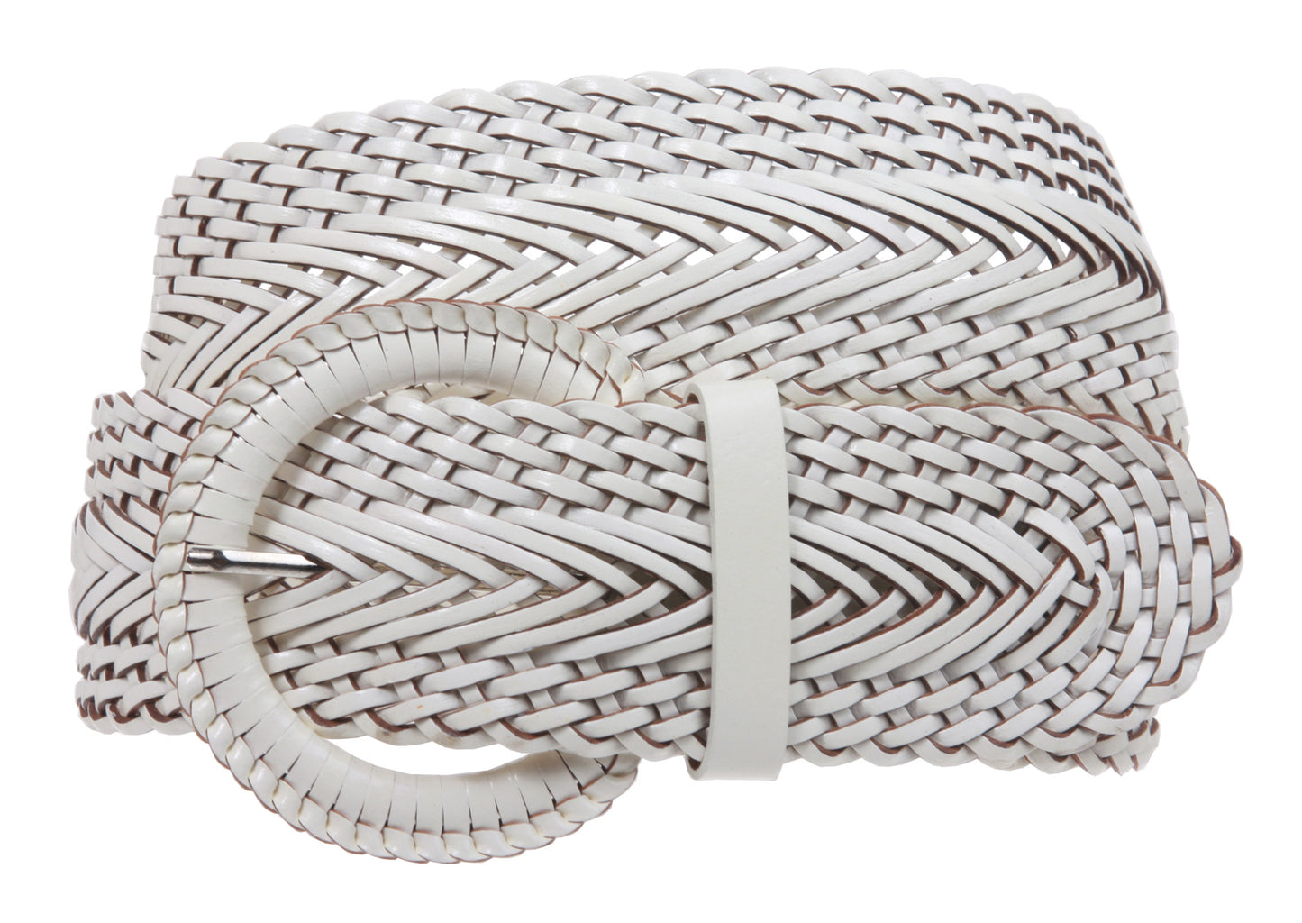 2 Inch Wide Genuine Leather Braided Woven Round Belt