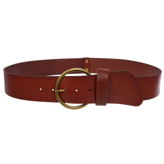 Women's High Waist Round Full Grain Taper Leather Belt