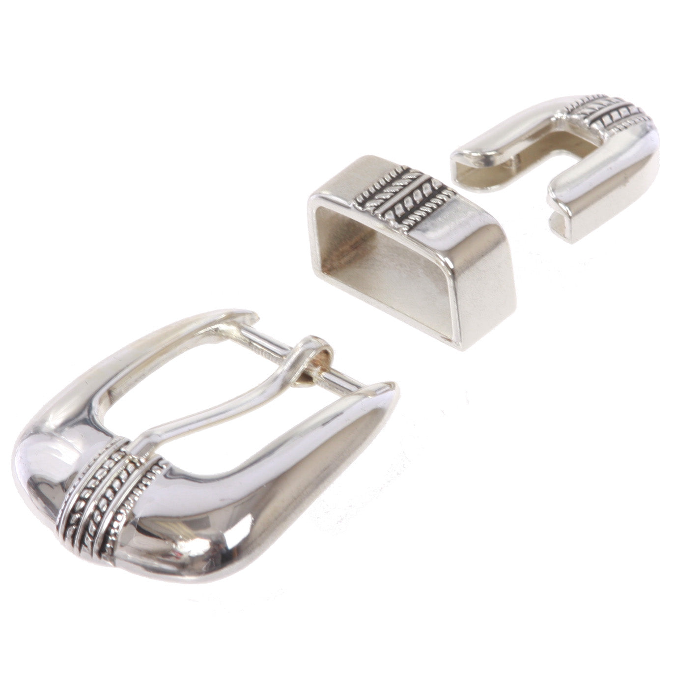 Men's Western 3-Piece Silver Tone Belt Buckle Set