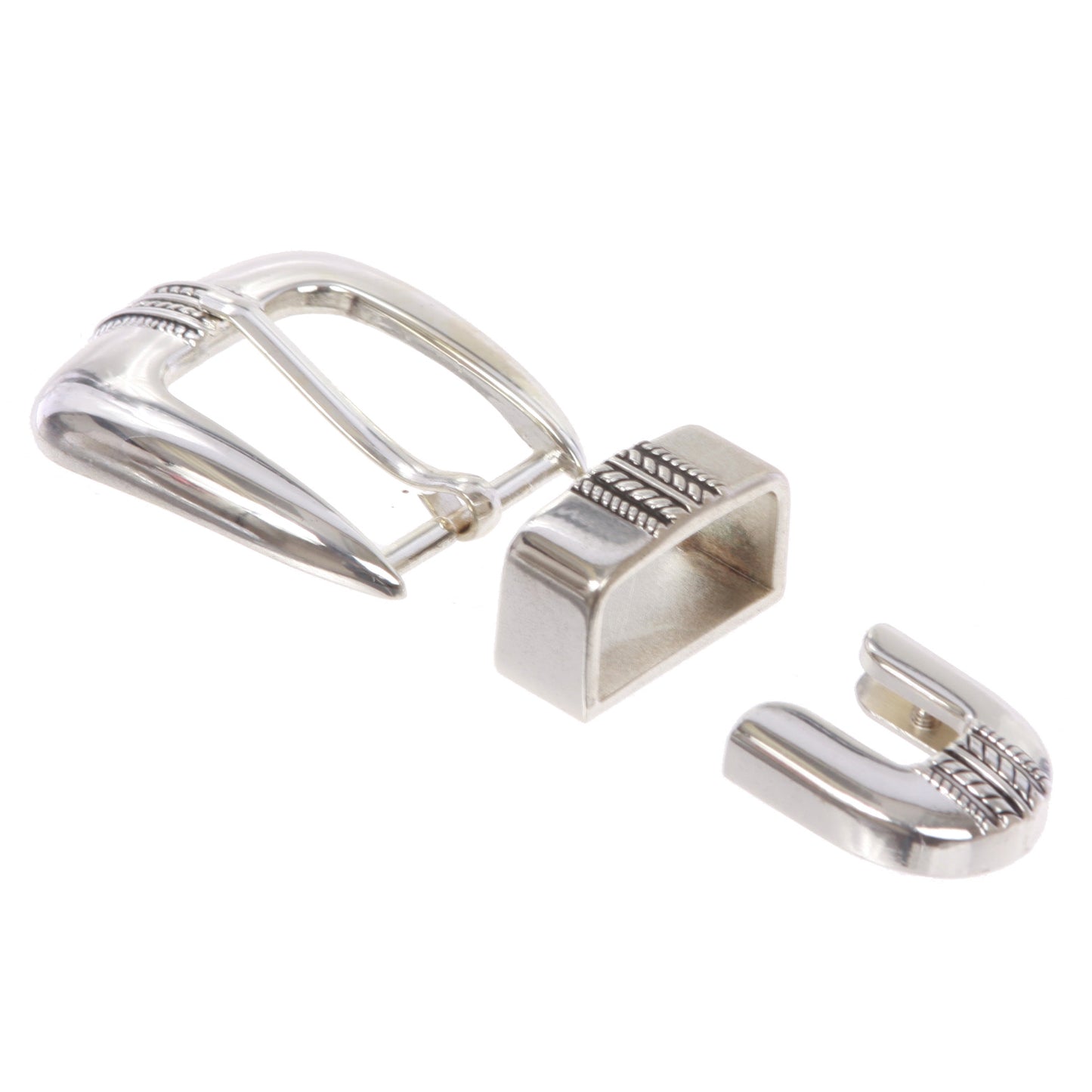 Men's Western 3-Piece Silver Tone Belt Buckle Set